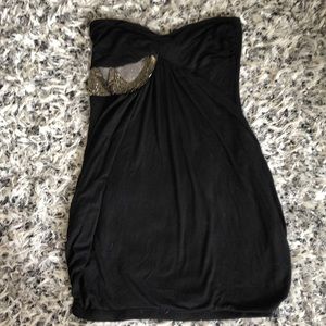 Beaded black strapless top